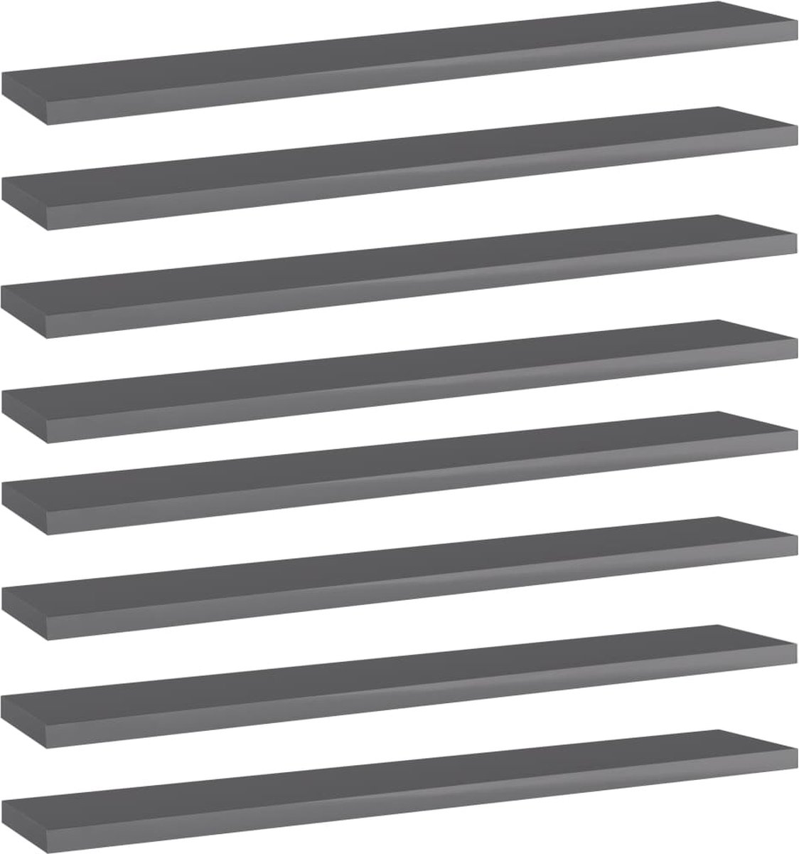 VidaLife Wandschappen 8 st 60x10x1,5 cm spaanplaat hoogglans grijs