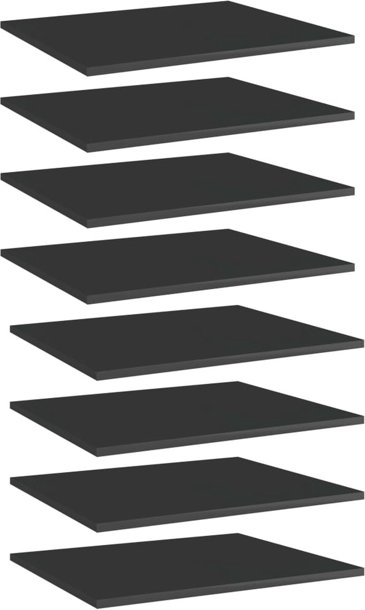 VidaLife Wandschappen 8 st 60x50x1,5 cm spaanplaat hoogglans zwart