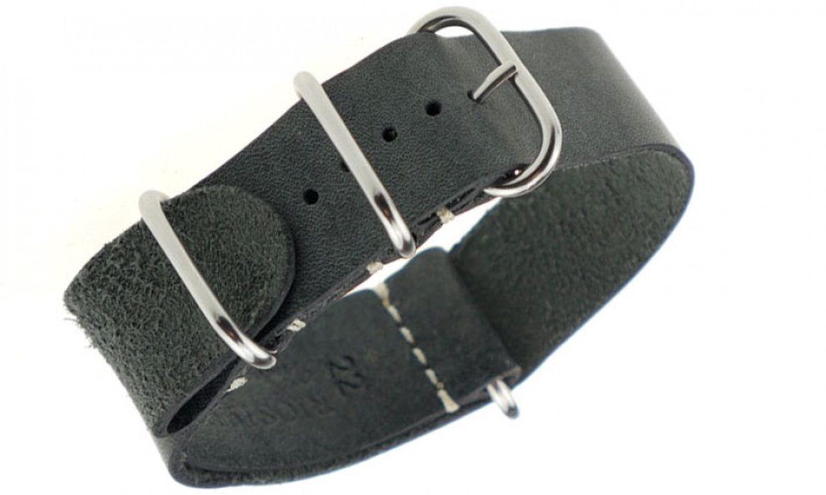 Nato Strap Brussels Stone Grey - Leer - 22mm
