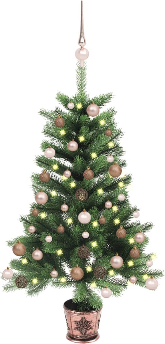 VidaLife Kunstkerstboom met LED's en kerstballen 90 cm groen