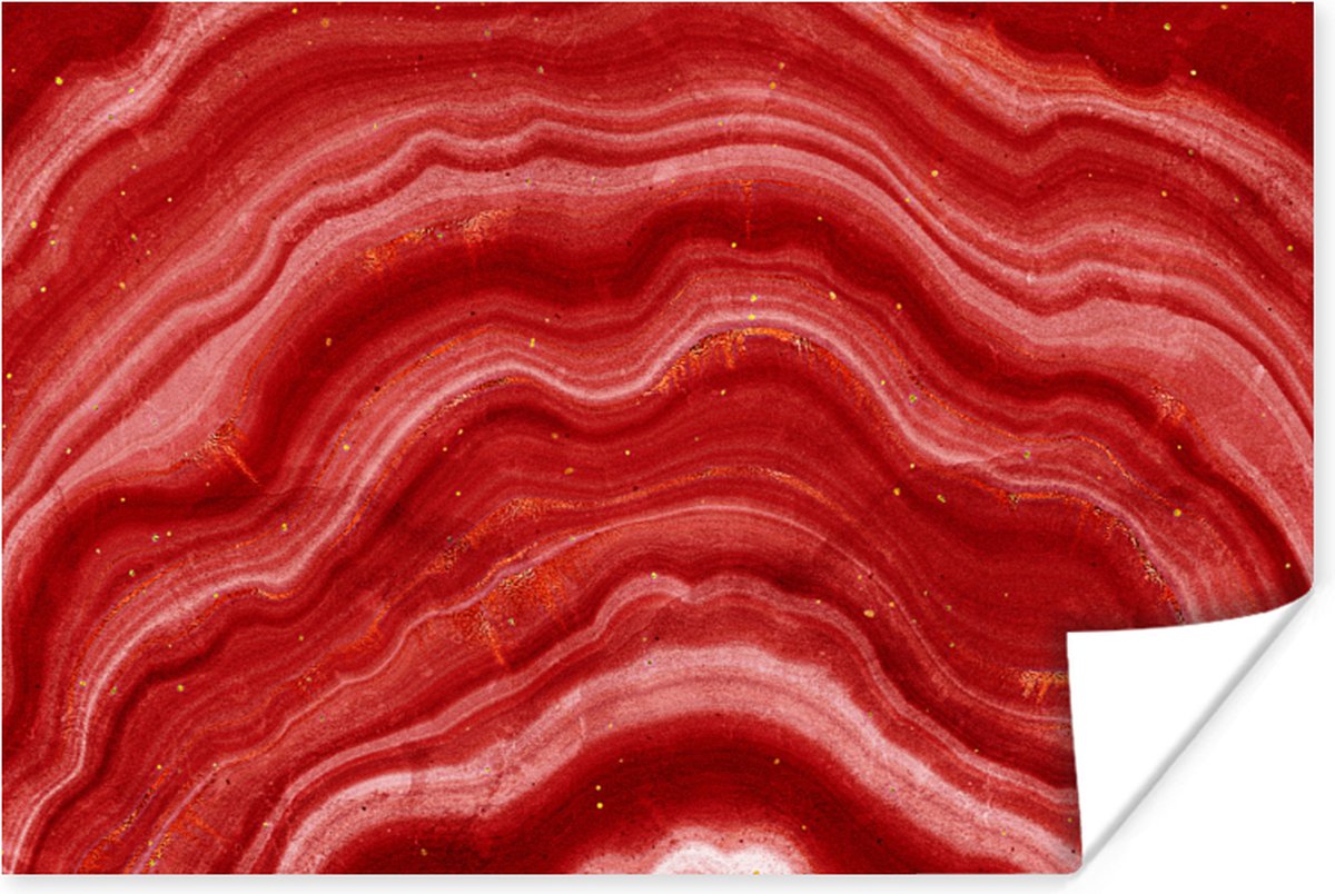 Poster Agaat - Rood - Edelsteen - Abstract - 60x40 cm