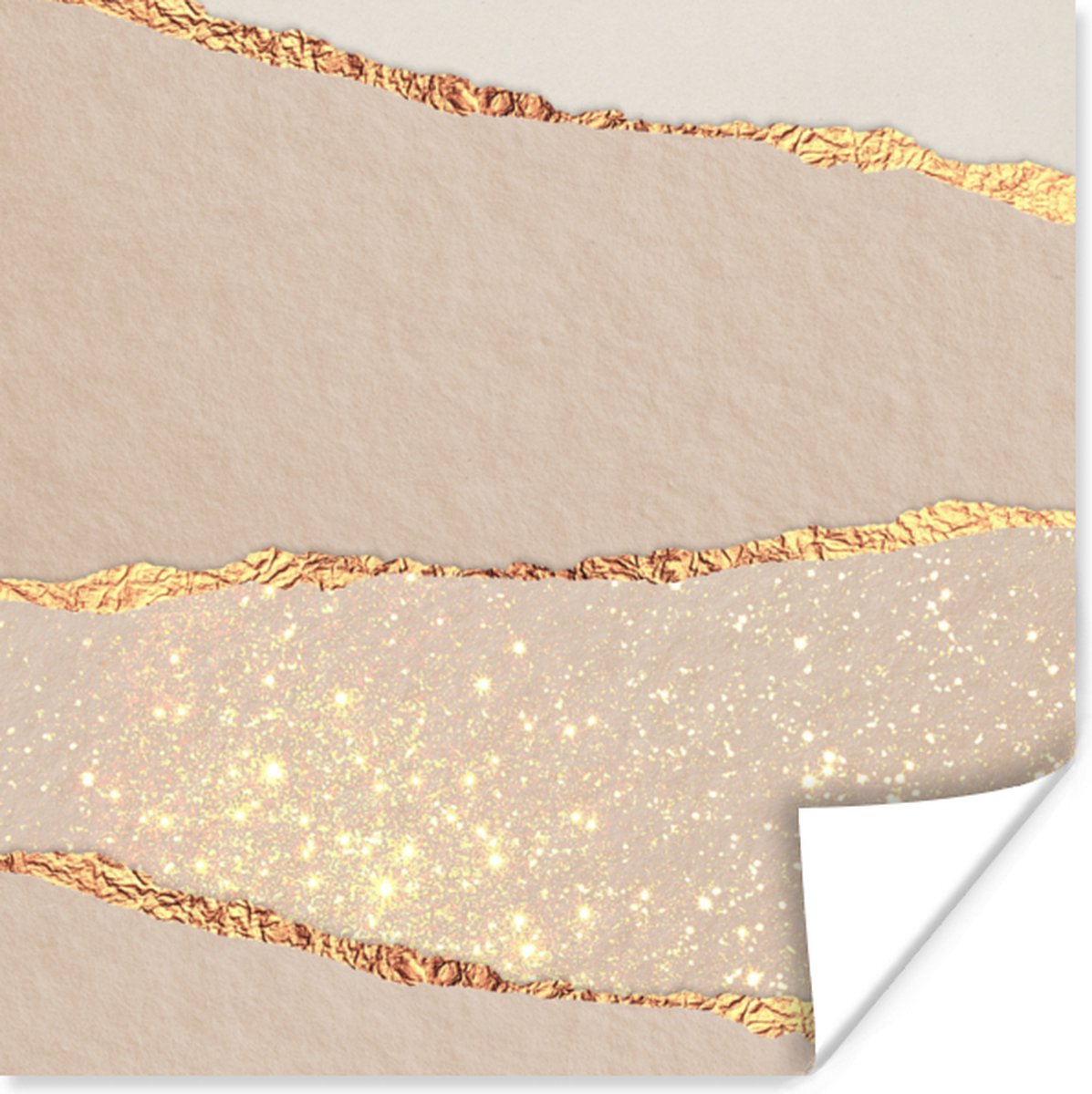 Poster Roze - Goud - Glitter - Design - 30x30 cm