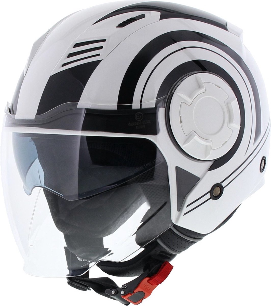 Vito Jet Isola helm glans wit zwart M - Scooterhelm & Motorhelm