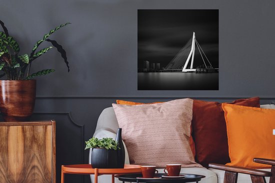Affiche Rotterdam - Erasmus - Pont - Zwart - Wit - 50x50 cm