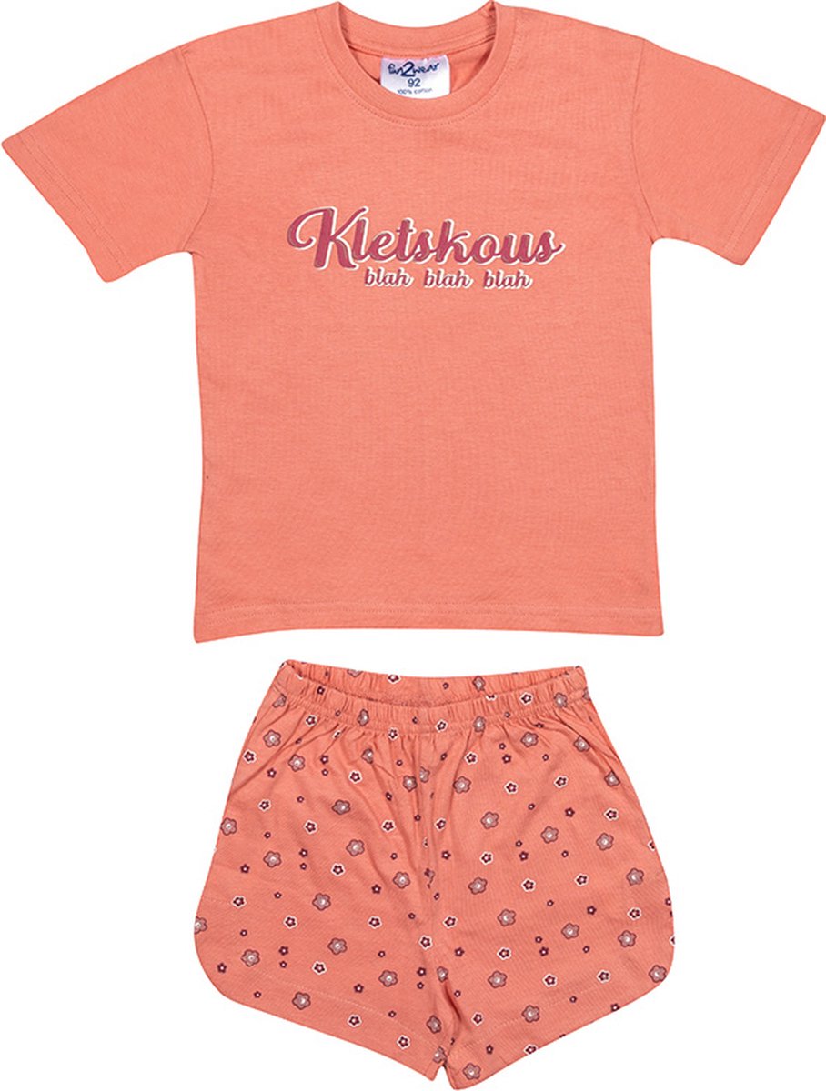 Fun2Wear - Kletskous Shortama Baby | Roze - Katoen - Maat 86