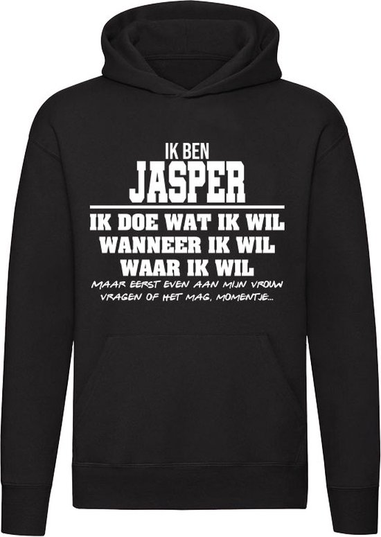 Jasper | verjaardagkado | verjaardag kado | cadeau | grappig | jarig | Unisex | Trui | Sweater | Hoodie | Capuchon | Zwart