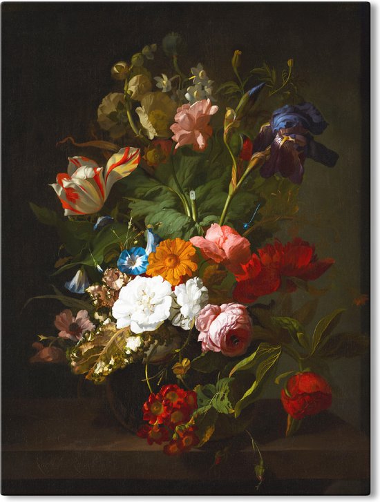 Canvas Schilderij Vaas met bloemen - Rachel Ruysch - 45x60cm