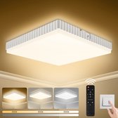 Solmore Plafonnieres - LED Plafondlampen - Nachtlicht - Waterdicht - Geheugen functie - 3000~6500K 24W 2200LM IP54 - 23.2cm - voor Binnen,Badkamer, Slaapkamer, Balkon, Keuken en Woonkamer - Vierkant - Wit