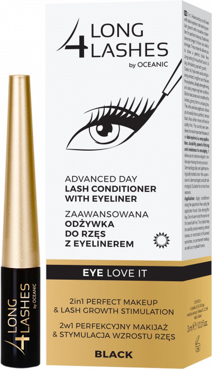 Long 4 Lashes Eye Love It - Eyeliner met Wimper Conditioner - Zwart - 2 in 1 Oplossing voor wimpers - Eyeliner - 3ml