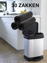 Vuilniszakken 30 x 20 - 25 liter met trekbandsluiting | zwart plastic | 55 x 70 cm | pedaalemmer restafval afval zakjes