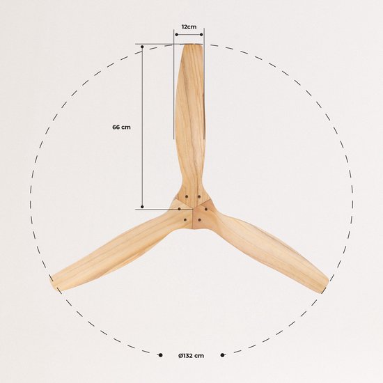 CREATE Windcalm Line Plafondventilator met verlichting, wit met verticale lijnen, wandschakelaar en afstandsbediening, 40 W, 132 cm, 6 snelheden, 3 lichttemperaturen, zomer-wintermodus
