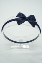Haarband Nylon met satijn regular mini baby strik - Marine blauw  - Haarstrik – Babyshower - Glitter haarstrik - Bows and Flowers