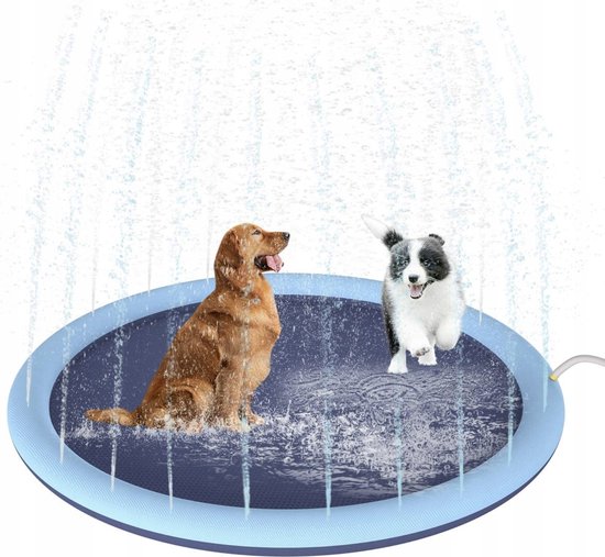 pecute Sprinkler Splash waterspeelmat, 170 x 170 x 15 cm, sproeier voor honden, BPA-vrij, pvc-sproei-pad, met antislip, instelbare waterhoogte, blauw, XL pecute Sprinkler Splash waterspeelmat, 170 x 170 x 15 cm, sproeier voor honden, BPA-vrij, pvc-sproei-pad, met antislip, instelbare waterhoogte, blauw, XL