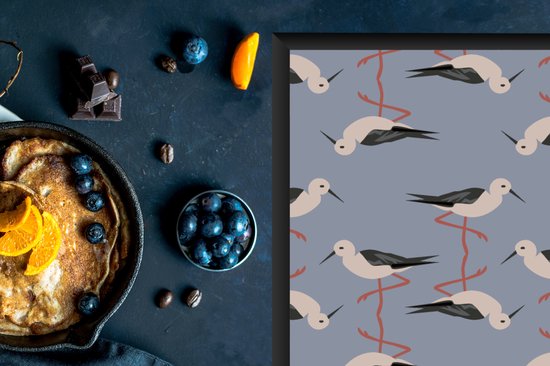 KitchenYeah® Inductie beschermer 59x51 cm - Vogel - Ooievaar - Patroon - Kookplaataccessoires - Afdekplaat voor kookplaat - Inductiebeschermer - Inductiemat - Inductieplaat mat