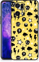 Coque de téléphone OPPO Find X5 Pro Coque arrière en silicone avec bord noir Punk Yellow