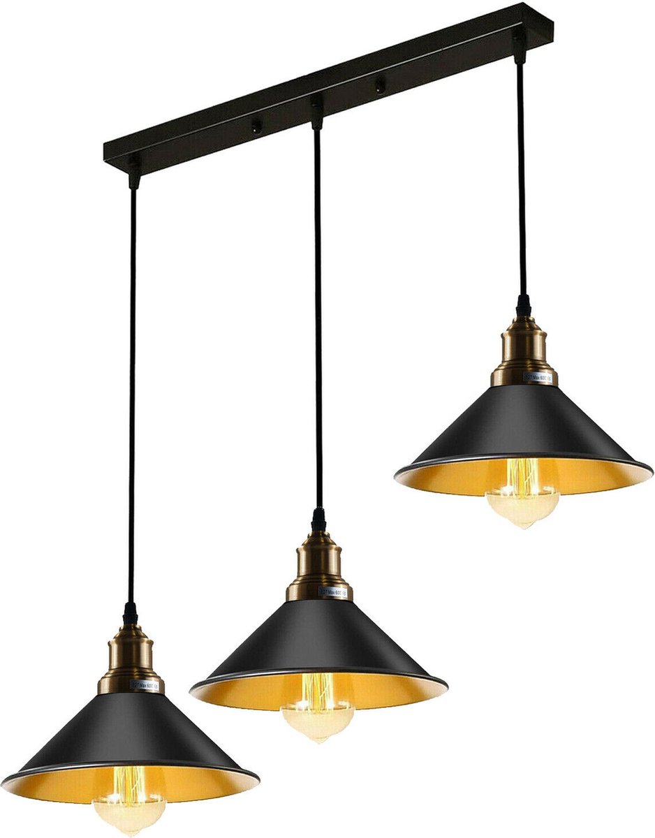 NETTLIFE Zwarte Plafondspot Vintage Plafondlamp GU10 Keukenlamp voor Verstelbare 3 Vlammen Vintage 350