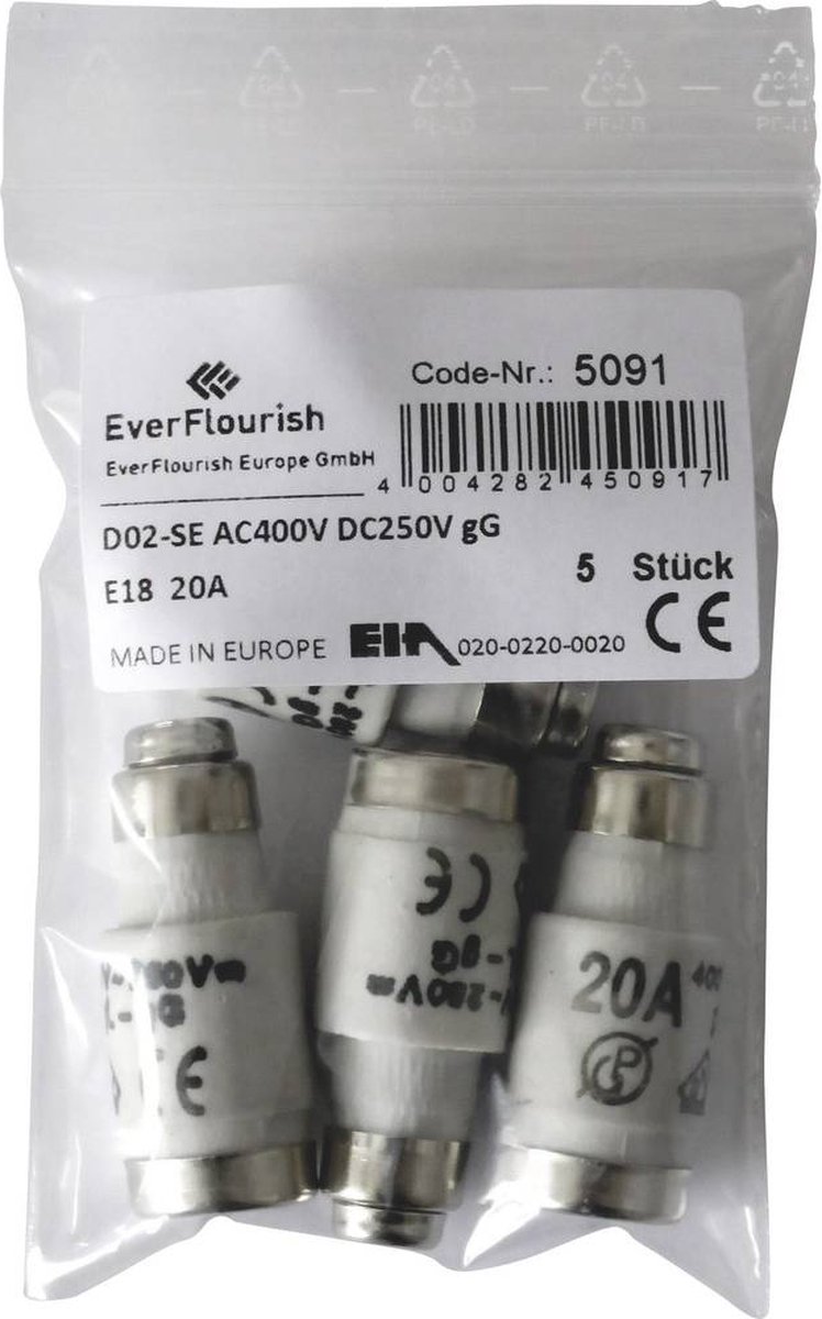 GAO 5091B Neozed zekering Afmeting zekering = D02 20 A