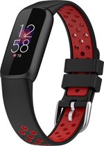 By Qubix - Geschikt voor fitbit luxe bandje - Siliconen sportbandje - Maat: Large - Zwart + rood Smartwatchbandje horlogeband polsband Armband Strap