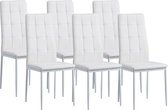 Albatros Eetkamerstoelen Rimini in Set van 6, Wit - Edele Italiaanse vormgeving - kunstlederen bekleding, comfortabele gestoffeerde stoel - Moderne keukenstoel, eetkamerstoel of eettafelstoel