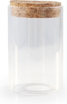 BB-Collection - 12 Stuks - Glazen DOORZICHTIGE mini potjes met deksel in kurk - Dia 5cm en H8,4cm - Ideaal voor doopsuiker of bedankt geschenkjes.