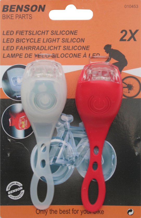 3x LED fietsverlichting/lampen set siliconen voor en achter - Fiets verlichting en accessoires — afbeelding 2