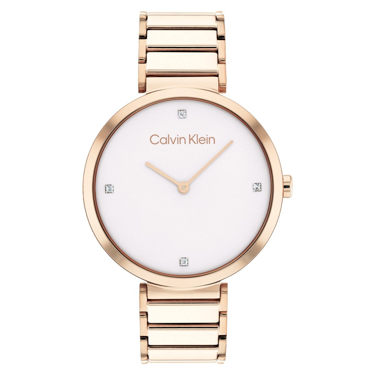 Calvin Klein CK25200135 Dames Horloge - Mineraalglas - Roestvrijstaal - Rosé goudkleurig - Ø 36 mm - Quartz - Druksluiting - 3 ATM (spatwater)
