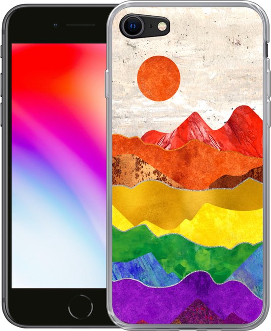Coque iPhone SE 2020 - Arc-en-ciel - Marbre - Pride - Siliconen