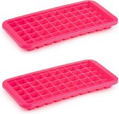 2x stuks Trays met Cocktail ijsblokjes/ijsklontjes vormen 50 vakjes kunststof roze