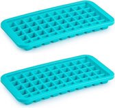 2x stuks Trays met Cocktail ijsblokjes/ijsklontjes vormen 50 vakjes kunststof blauw