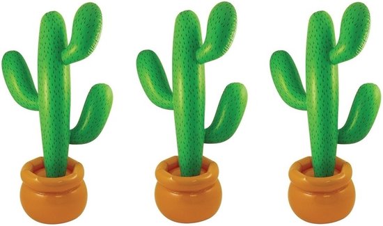 Opblaasbare mega cactus - 3x - groen - 170 cm - Zomer/Mexicaans/Tropical thema feestartikelen