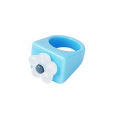 Candy ring with flower - Yehwang - Ring - Maat 18 - Blauw