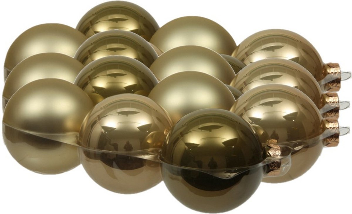 18x stuks kerstversiering kerstballen dusky lime goud/groen tinten van glas - 8 cm - mat/glans - Kerstboomversiering