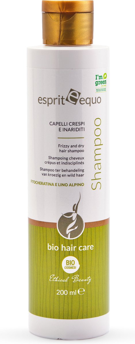 Esprit Equo shampoo trattamento capelli crespi e inariditi - 100% biologische shampoo voor droog en pluizig haar met Phyto Keratine en essentiële oliën van o.a. rozemarijn. 200ml