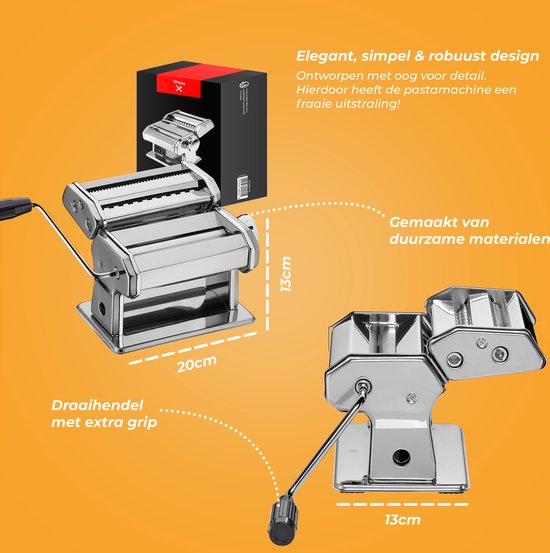 HGMD Pastamachine - Pastamaker - Pasta Machine - Maker - Pastamachines - RVS van HGMD — afbeelding 3