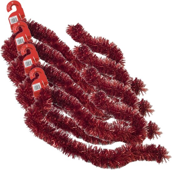 Decoris Kerstslinger - rood - lametta - 270 cm - glanzend - guirlande