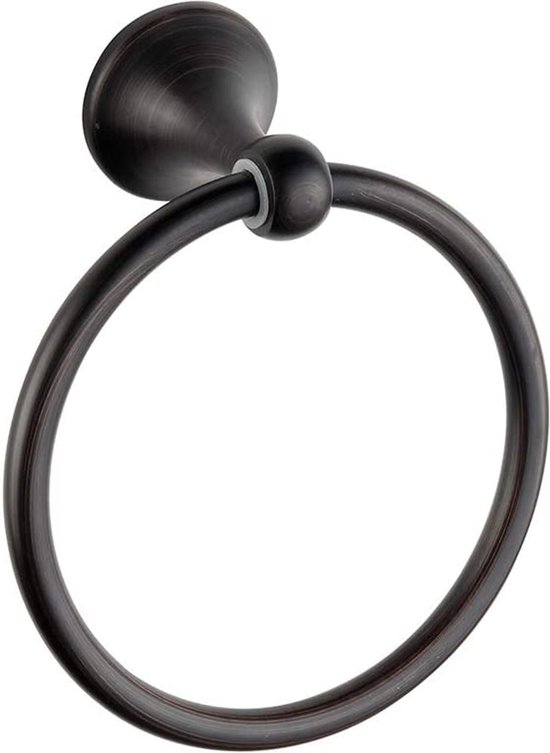 Wonix® Handdoekring - Handdoekhouder - Handdoekrek - Ø15 cm - RVS - ZwartRond - Ring - Houder - Handdoekbeugel - Hangend - Badkamer - Keuken