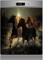 Vaatwasser sticker - paarden - zelfklevend - 60 x 66 cm