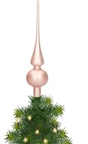 Glazen kerstboom piek/topper lichtroze mat 26 cm - Pieken/kerstpieken