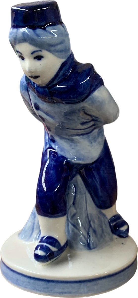 Schaatser Delfts Blauw - Blauw - wit - Winterscene - beeldje