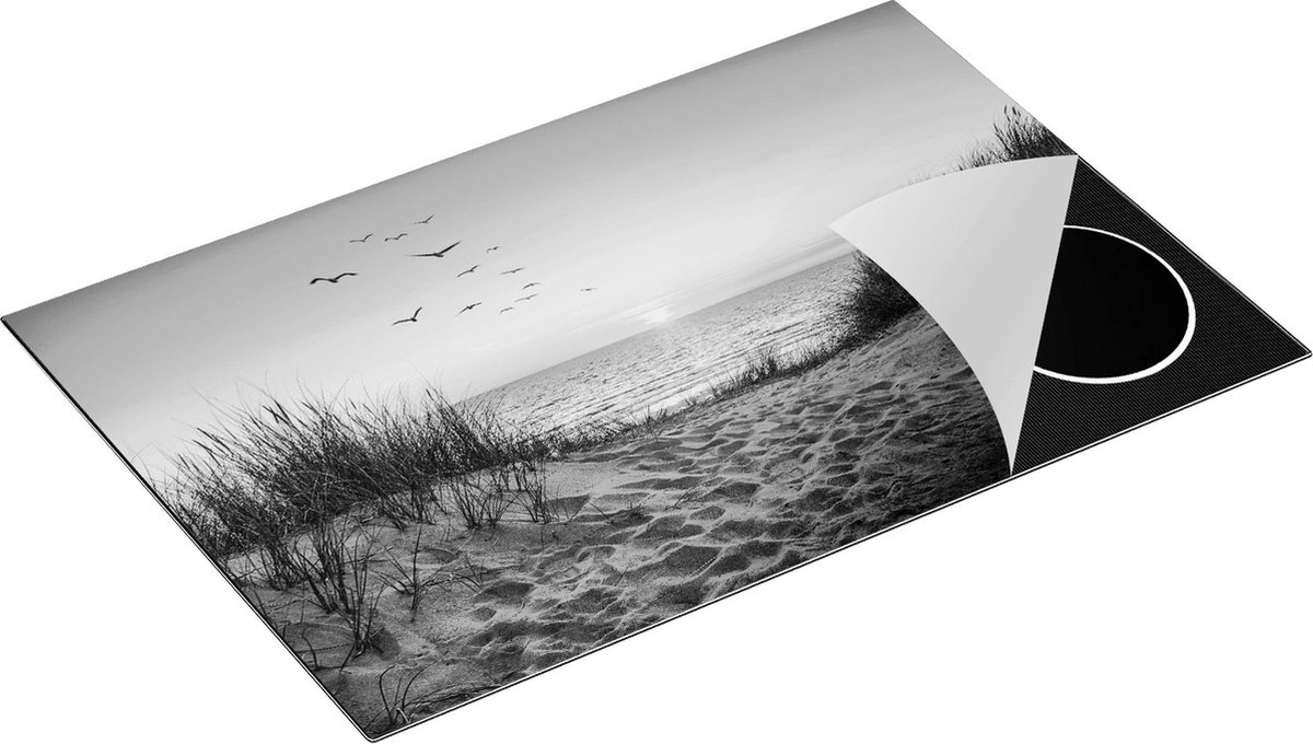Chefcare Inductie Beschermer Strand en Duinen - Zwart Wit - 81,6x52,7 cm - Afdekplaat Inductie - Kookplaat Beschermer - Inductie Mat