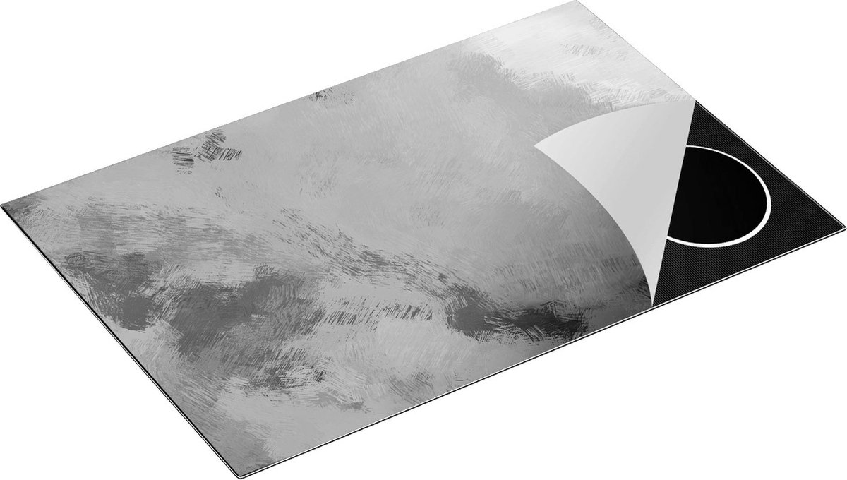 Chefcare Inductie Beschermer Abstracte Kunsten - Licht Groen Structuur - Zwart Wit - 80,2x52,2 cm - Afdekplaat Inductie - Kookplaat Beschermer - Inductie Mat