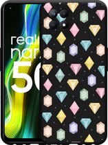 Realme Narzo 50 Hoesje Zwart Diamonds - Designed by Cazy