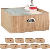 Relaxdays 10x opbergmand badkamer - vierkante bamboe mand - kast organizer - kinderkamer