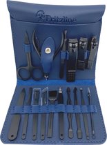 Fritzline© Professionele Manicureset 16-delig | Nagelset incl. Nagelvijl & Nagelknipper | lederen blauwe etui | manicure pedicure set