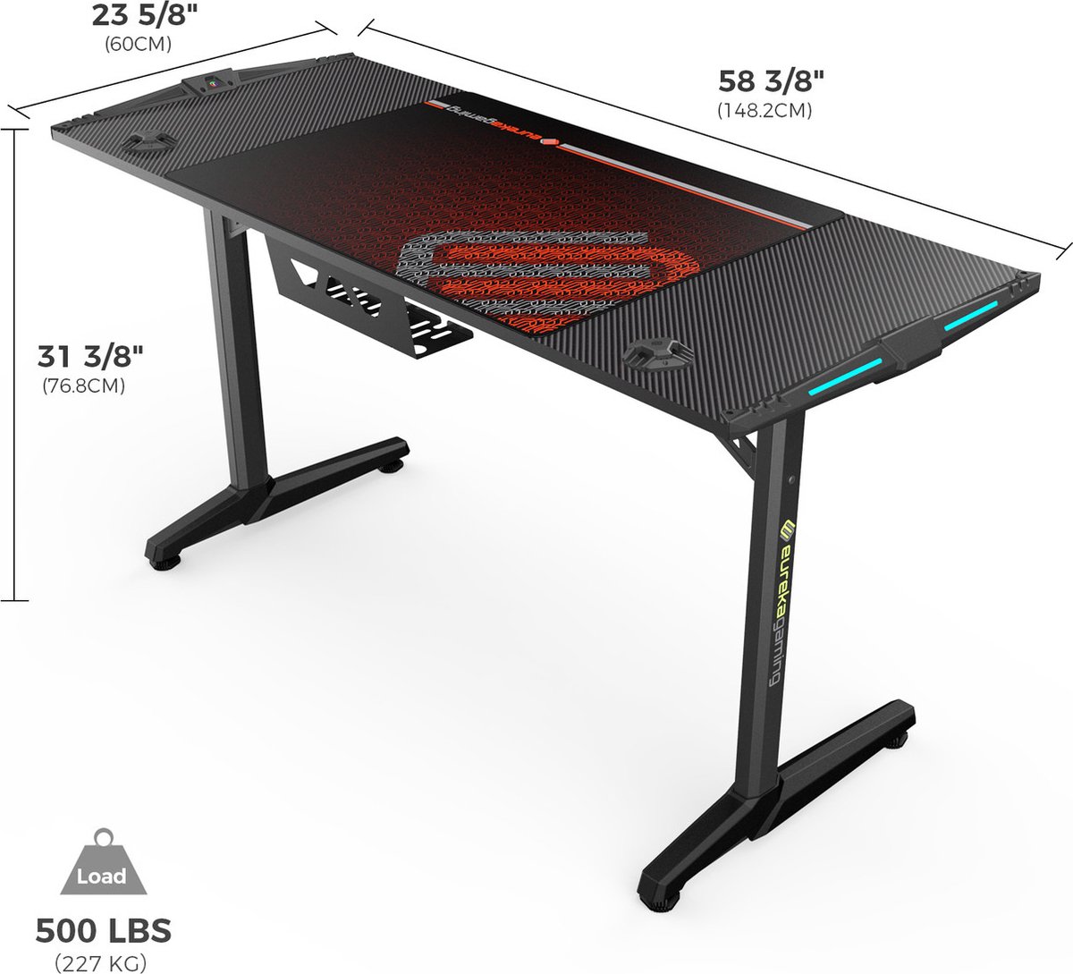 Eureka Ergonomic - I55 Polygon Leg Gaming Desk - Black | bol.com