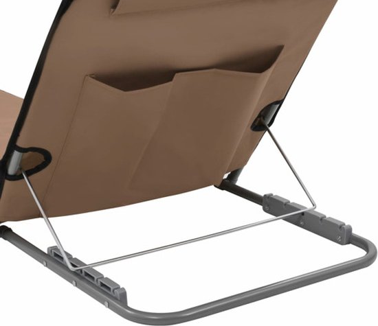 vidaXL - Strandmatten - inklapbaar - 2 - st - staal - en - stof - bruin van Vidaxl — afbeelding 5