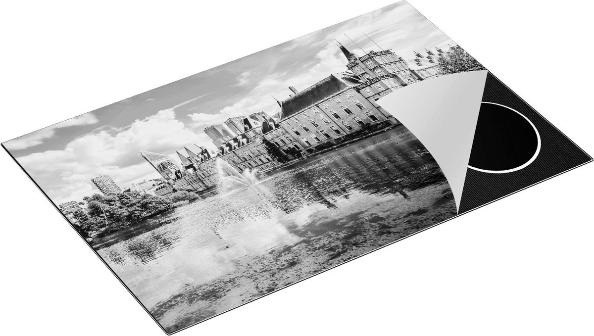 Chefcare Inductie Beschermer Binnenhof met het Hofvijver in Den Haag - Zwart Wit - 80,2x52,2 cm - Afdekplaat Inductie - Kookplaat Beschermer - Inductie Mat
