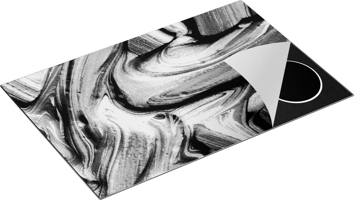 Chefcare Inductie Beschermer Abstracte Kunst - Zwart Wit - 81x52 cm - Afdekplaat Inductie - Kookplaat Beschermer - Inductie Mat