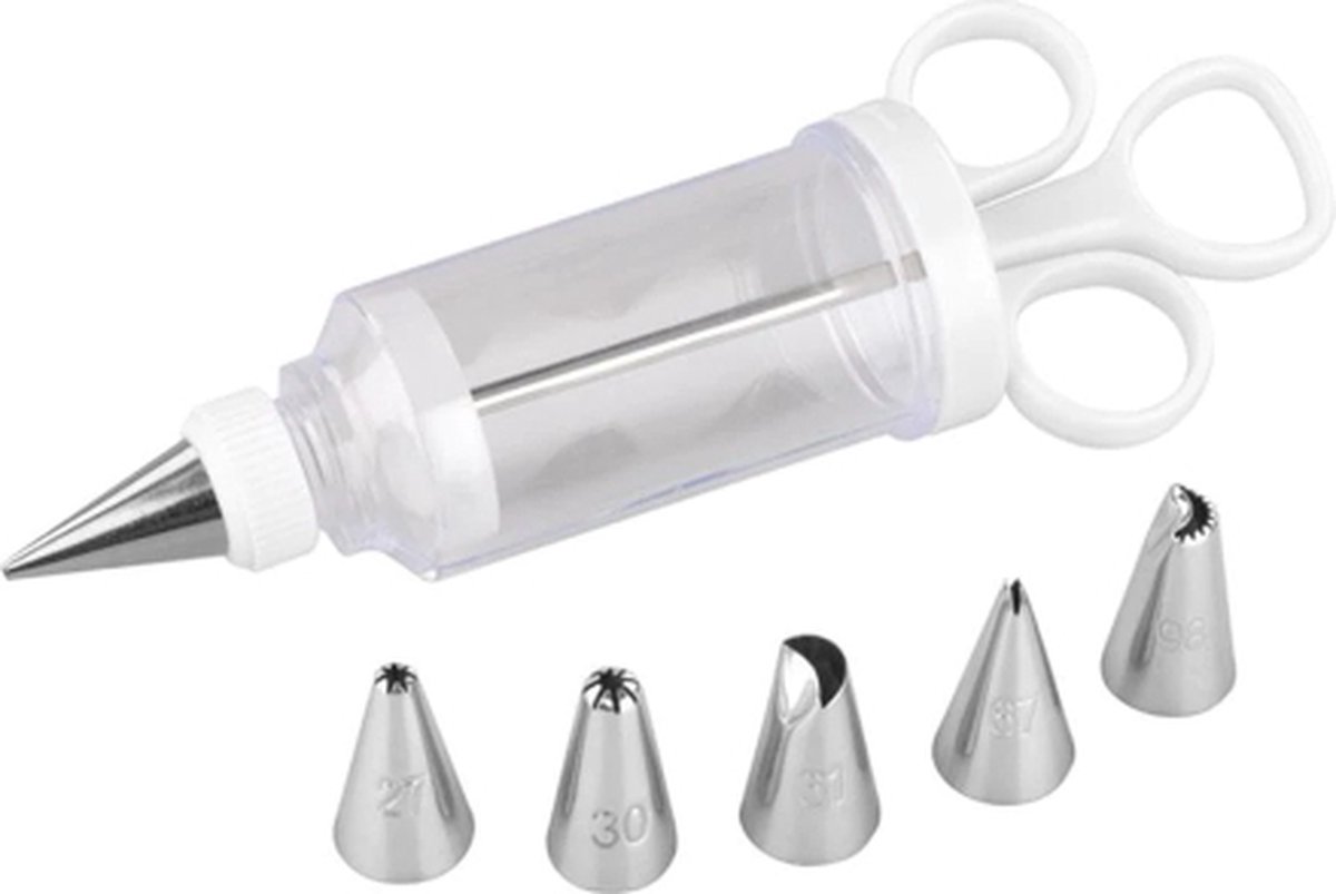 Tala – Icingspuit – Inclusief 6 Spuitmondjes – Transparant Kunststof & Roestvrij Staal – Vaatwasserbestendig – Voor Taart & Cupcake Decoratie