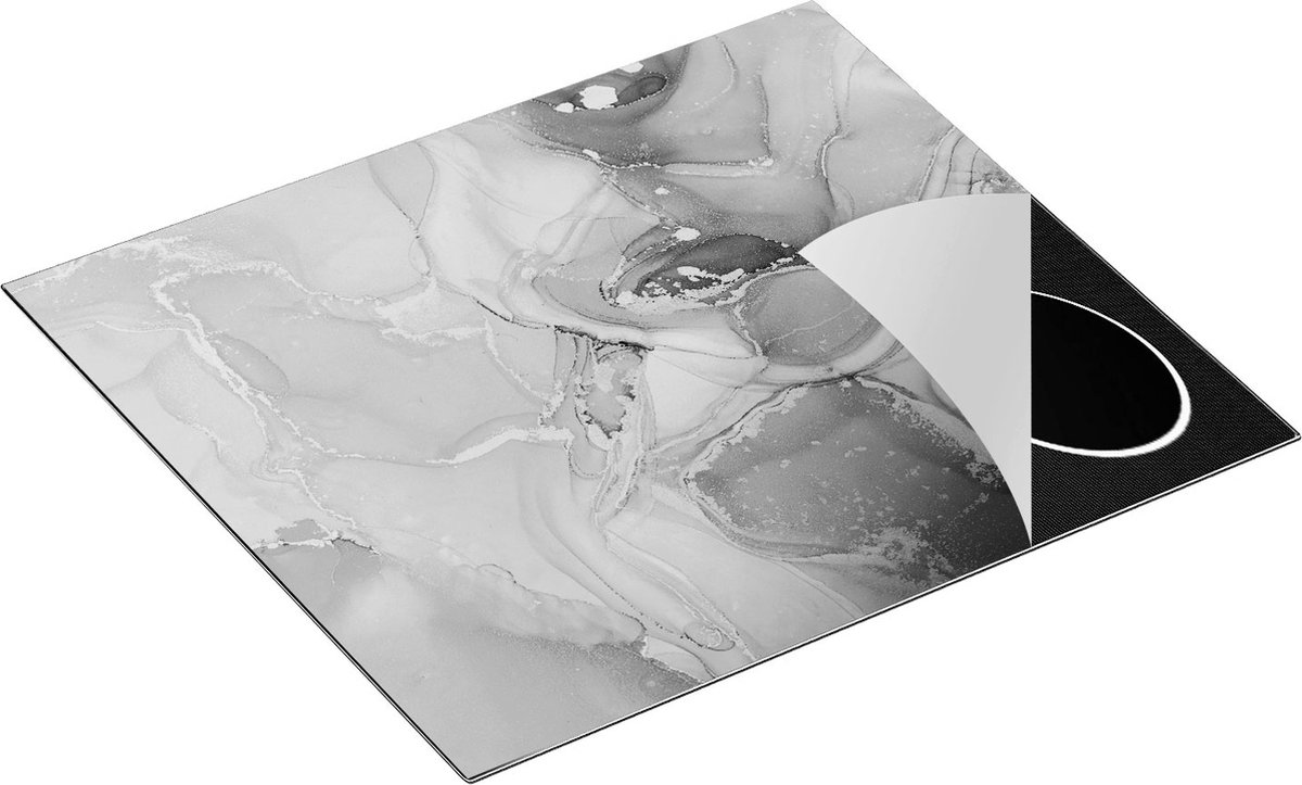 Chefcare Inductie Beschermer Abstracte Kunst - Zwart Wit - 60x55 cm - Afdekplaat Inductie - Kookplaat Beschermer - Inductie Mat